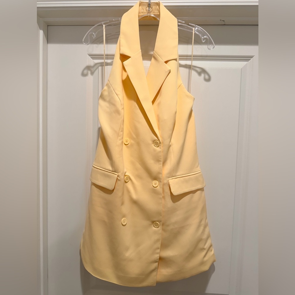 Pale Yellow Halter Mini Dress